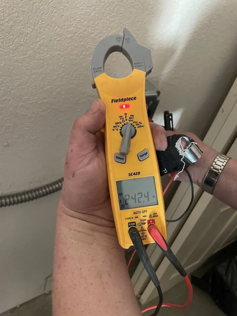 Voltage testing with clamp meter during Hot Tub / Pool Electrical Wiring in Mount Vernon